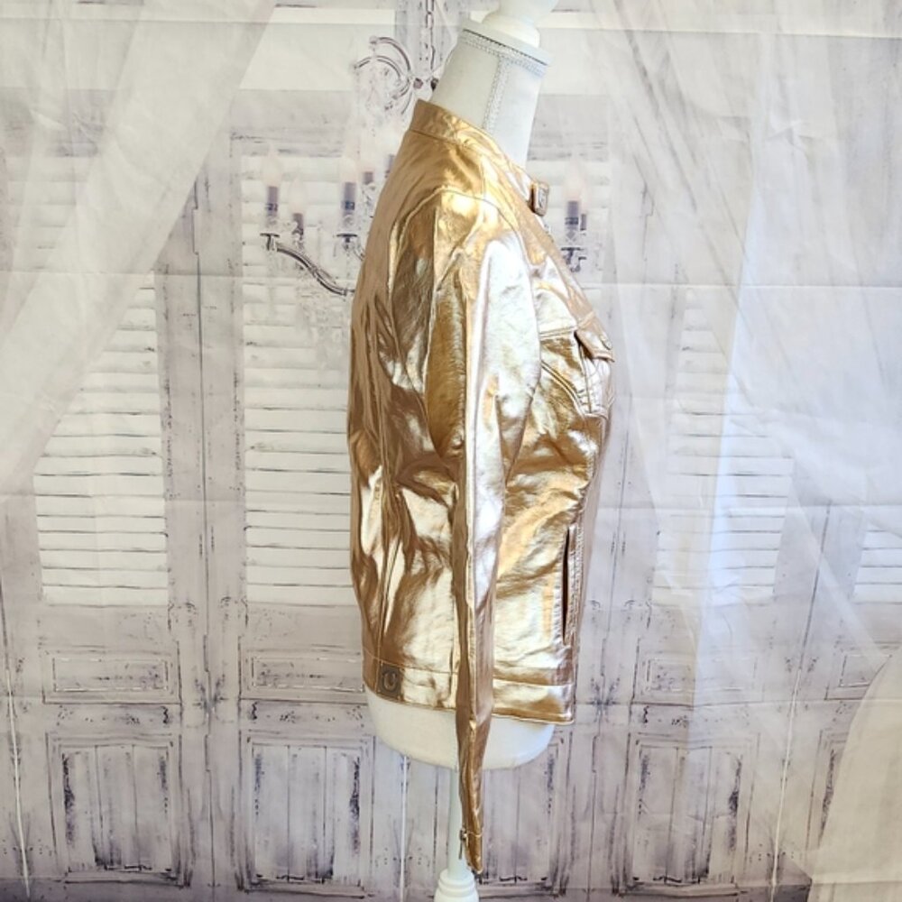 True Religion Gold Metallic Moto Jacket - Picture 4 of 5